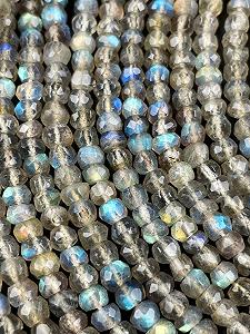 Бусины Граненые из Лабрадорита Rondella Natural 4-5-5 мм Multi color - Фото 1