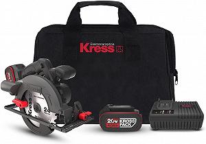 Купить Акумуляторна циркулярная пила Kress KUE12.1 / 20V 2 х 4Ah / 5200 об/мин / 165 мм / Бесщеточная / Черная - Фото 1 Акумуляторна циркулярная пила Kress KUE12.1 / 20V 2 х 4Ah / 5200 об/мин / 165 мм / Бесщеточная / Черная - Фото 1