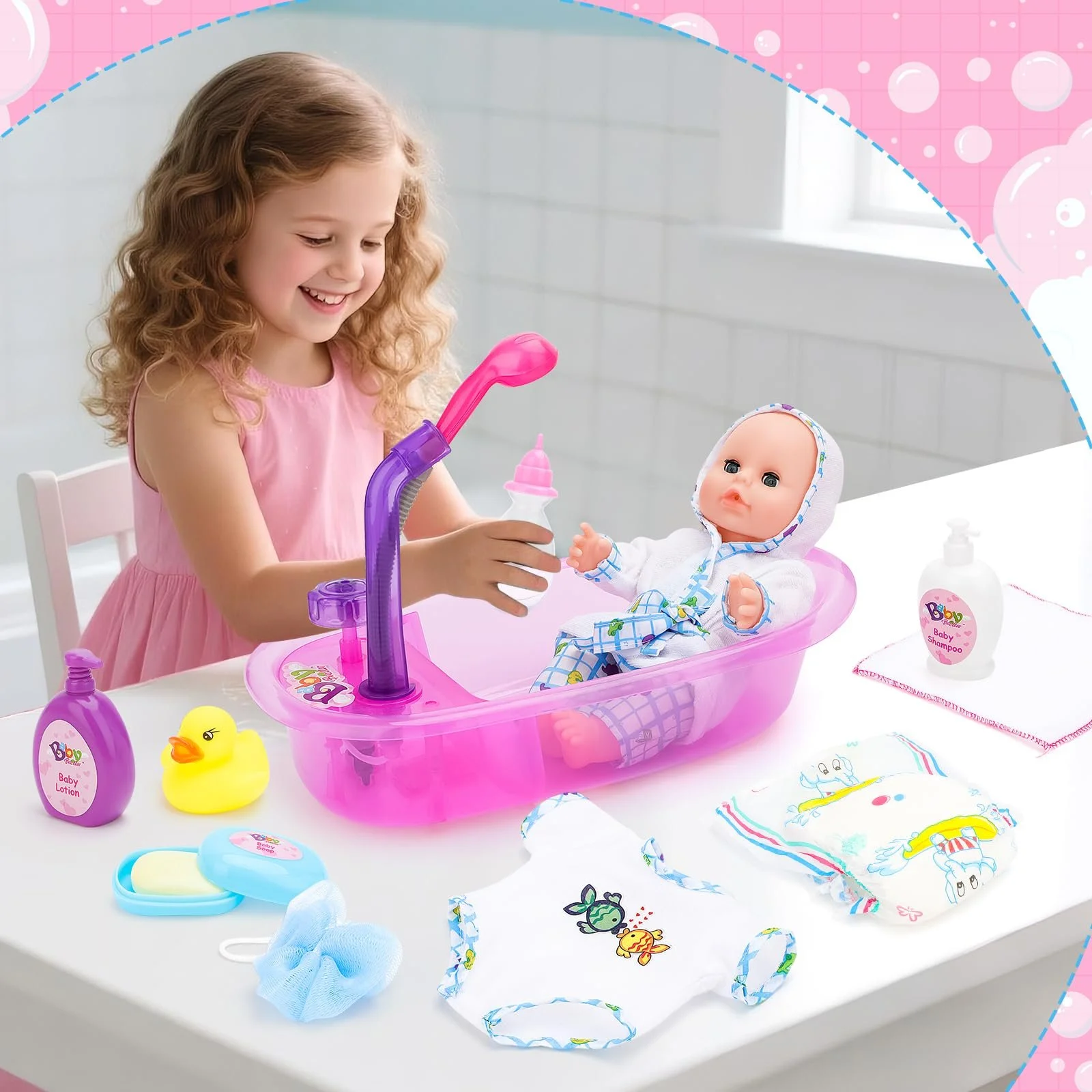 Лялька deAO Набір для купання 33 см Інтерактивна для купання, фото №2