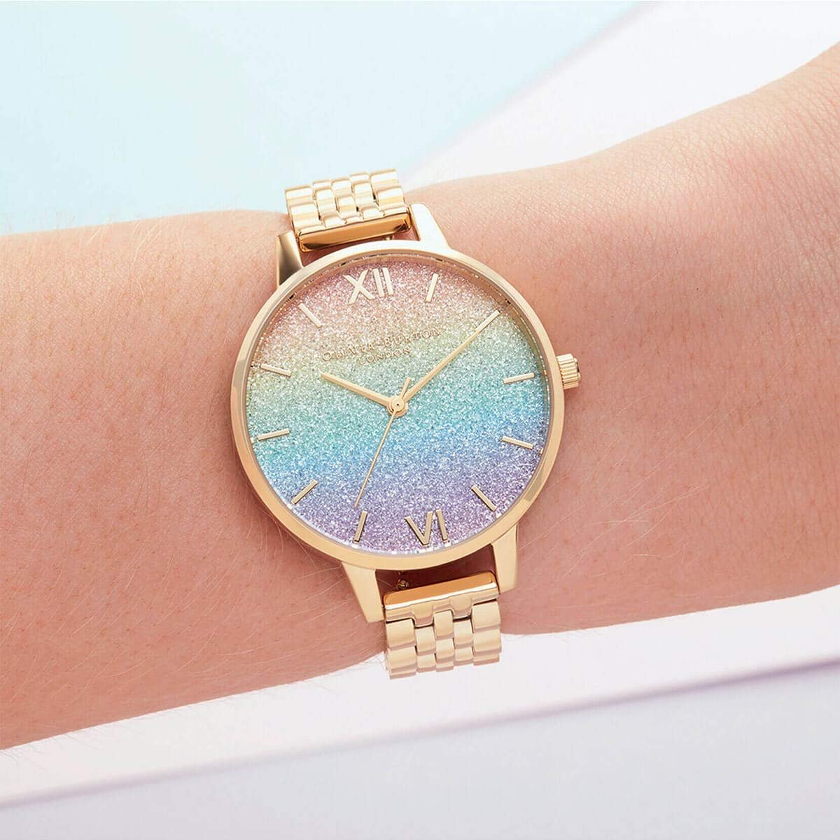 Аналоговий Кварцовий Годинник Olivia Burton Rainbow OB16RB23 Золотистий, Райдужний, Браслет, фото №5