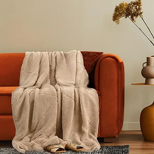 Покрывало Paco Home Гостиная Декоративное Однотонный Бежевый 150 x 200 см - Фото 1