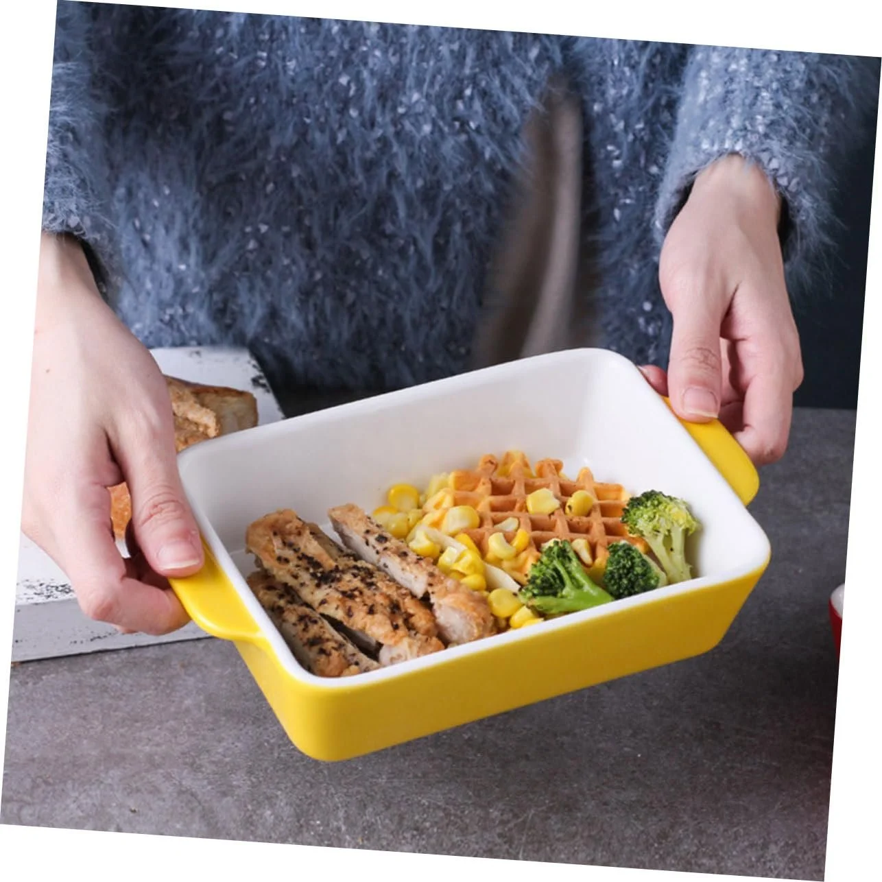 Форма для запікання BESTYASH керамічна прямокутна термостійка з кришкою жовта, фото №7 Форма для запікання BESTYASH керамічна прямокутна термостійка з кришкою жовта, фото №7