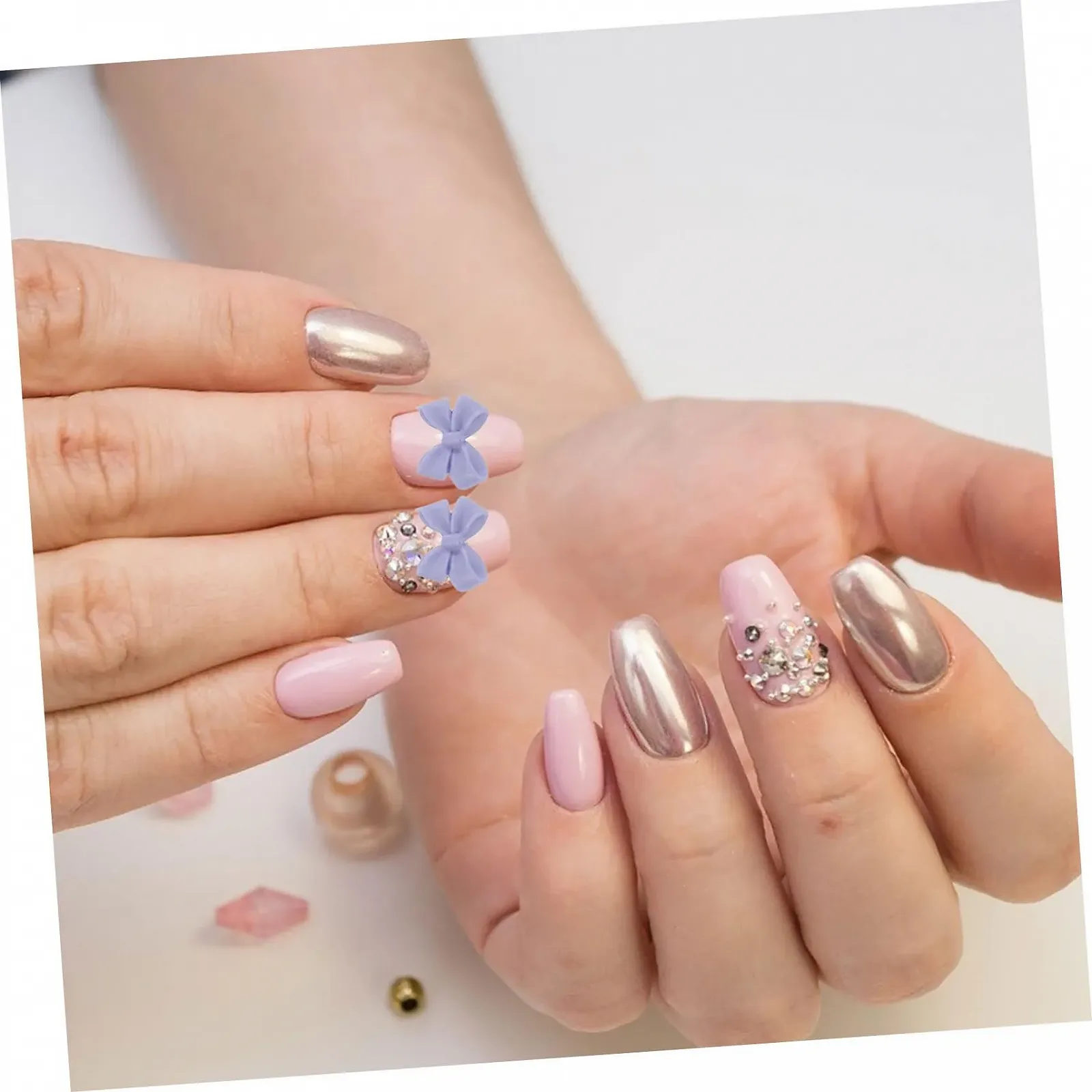 Підвіска для нігтів Різдвяна та бант Прикраса для манікюру Самоцвіти для жінок, фото №8