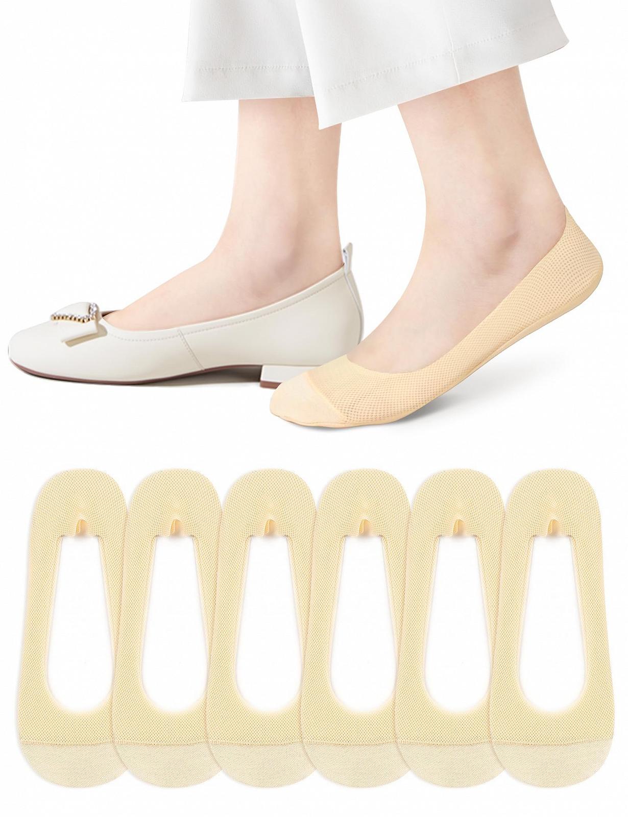 Носки Becellen, 6 пар, хлопковые, дышащие, невидимые носки для балеток, женские летние нескользящие носки, размер 34-38, фото №1