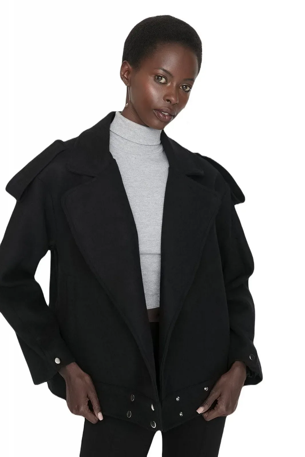 Пальто TRENDYOL Основной Однотонный, фото №1