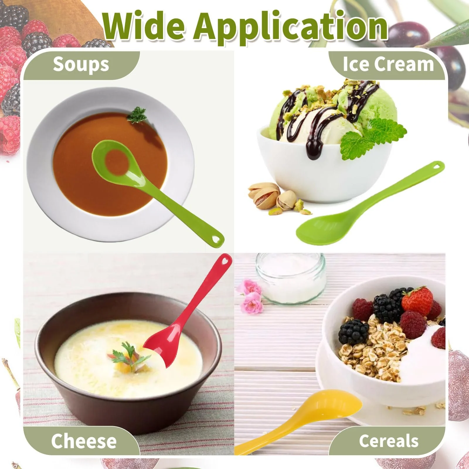 Ложка Пластиковая, Набор 24 шт, Маленькая, Прочная, Разноцветная, для Завтрака, Десертная, Кухонная, Чайная, Коктейльная, для Йогурта, фото №4