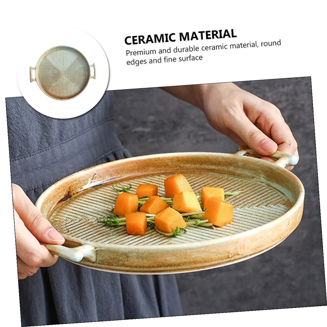 Форма для выпечки Toyvian ретро керамическая с двойными ручками круглая термостойкая, фото №7 Форма для выпечки Toyvian ретро керамическая с двойными ручками круглая термостойкая, фото №7