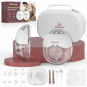 Электрический Молокоотсос Robofun Hands-Free, двойной, 4 режима, 12 уровней всасывания, 19 мм/21 мм/24 мм, 2 шт - Фото 1