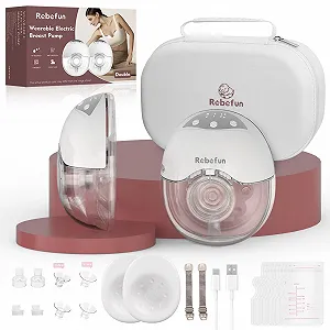 Електричний Молоковідсмоктувач Robofun Hands-Free, подвійний, 4 режими, 12 рівнів всмоктування, 19 мм/21 мм/24 мм, 2 шт - Фото 1