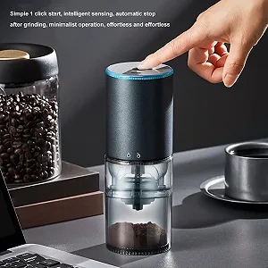 Электрическая кофемолка, многофункциональная кофемолка 200 Вт, мельница для специй, съемный контейнер с лезвиями из нержавеющей стали, щетка для чистки в комплекте Синяя synthetic.ua - Фото 1