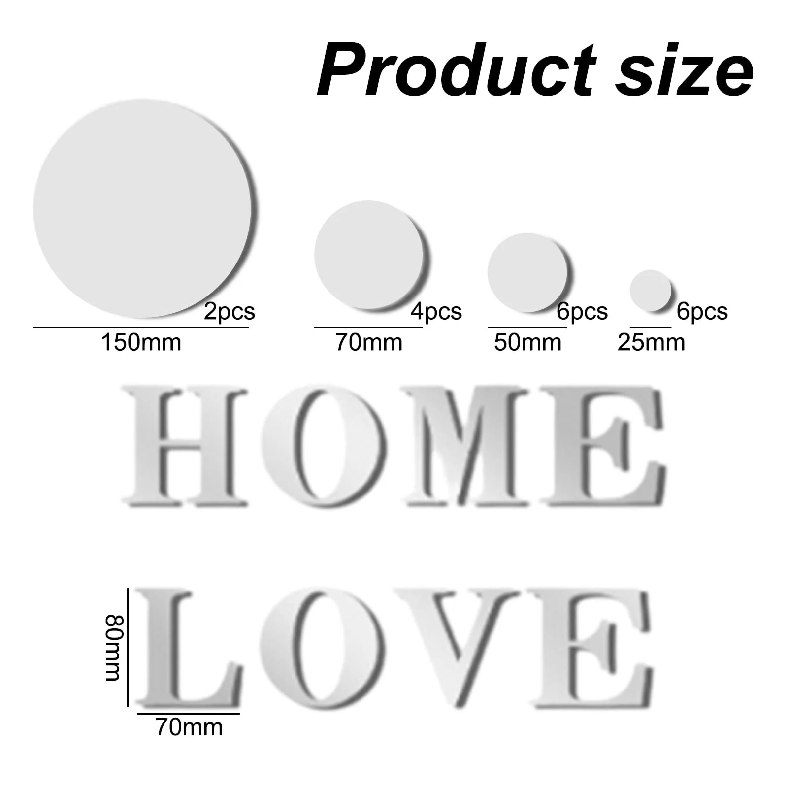 Наклейки на стіну Home Love 3D Акрилові Круглі 26 шт Сріблясті, фото №7