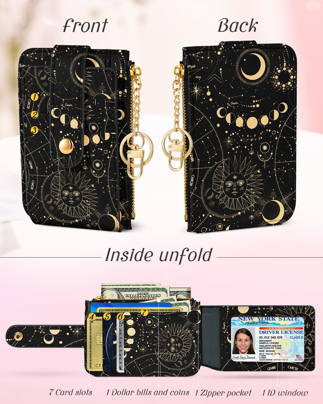 Кошелек Длинный Hautebella Sun Moon Planet Современный, фото №3