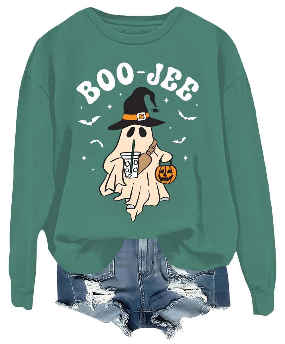 Хеллоуинская толстовка Boo Jee Ghost, Хеллоуинская футболка Boo Jee Ghost, повседневная осенняя кофта с длинными рукавами и круглым вырезом, фото №1