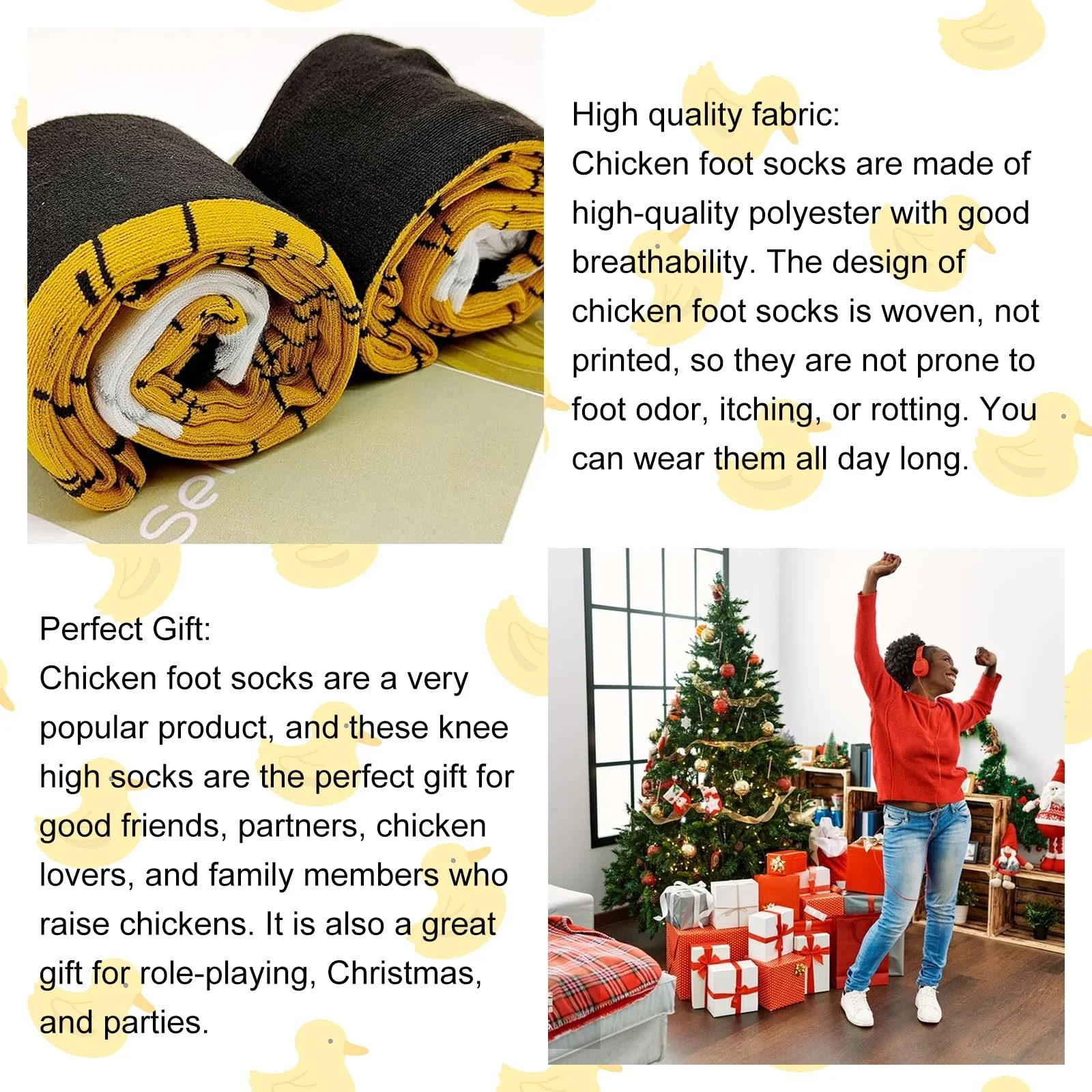 Шкарпетки-гомілки курячі, панчохи з курячими лапками, 2 пари, фото №5