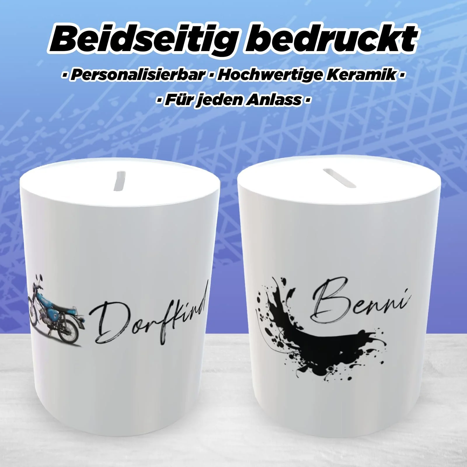 Скарбничка Мопед Simson Синя Керамічна Персоналізована, фото №6