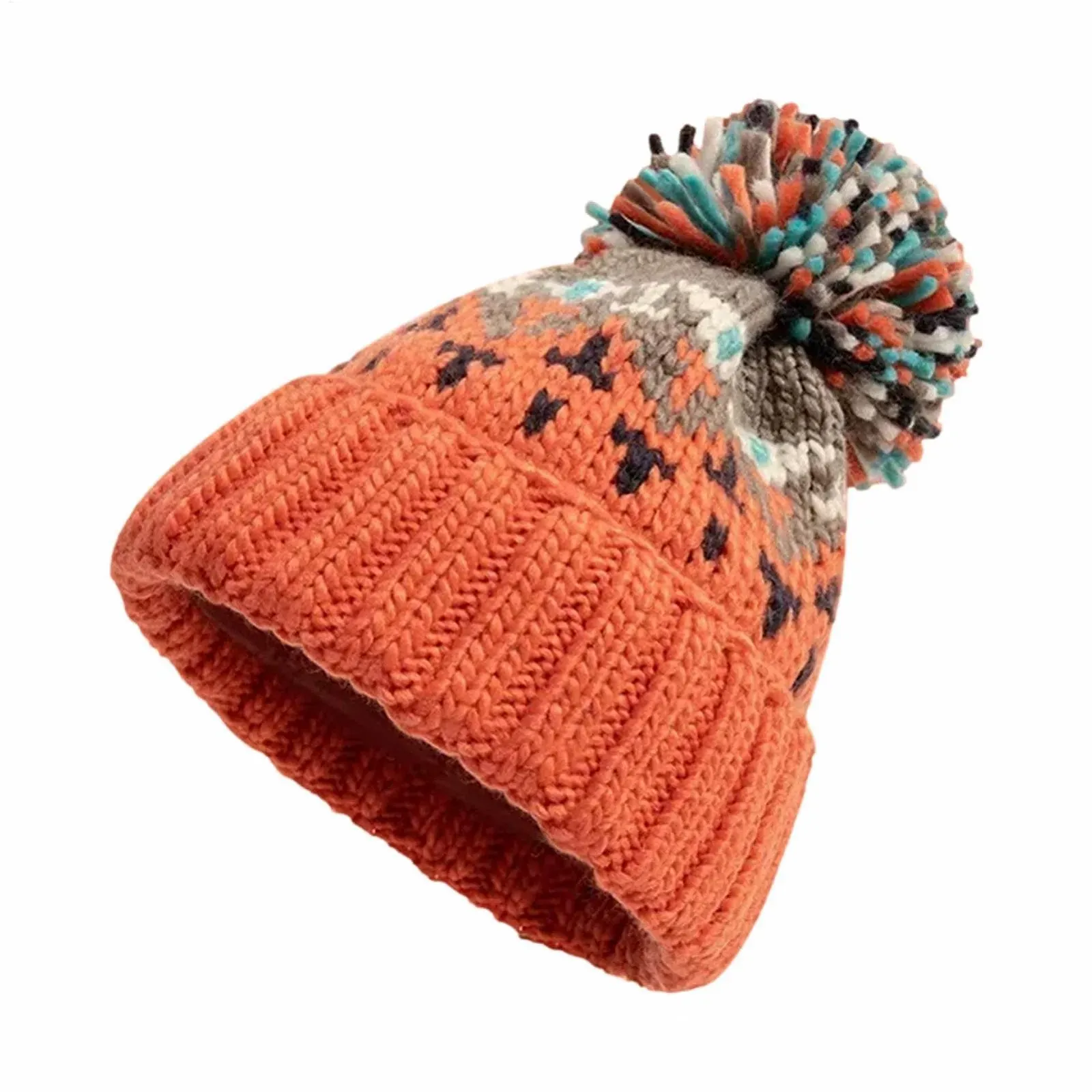 Шапка с помпоном Оранжевая, фото №5 Шапка с помпоном Оранжевая, фото №5