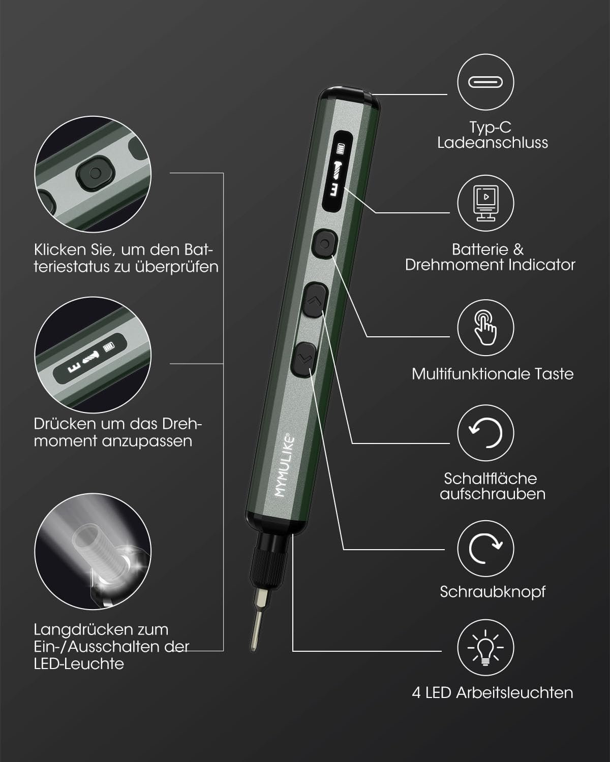 Електрична викрутка MYMULIKE Precision Mini 78 в 1, 56 магнітних біт, 9 прецизійних свердл, фото №4 Електрична викрутка MYMULIKE Precision Mini 78 в 1, 56 магнітних біт, 9 прецизійних свердл, фото №4