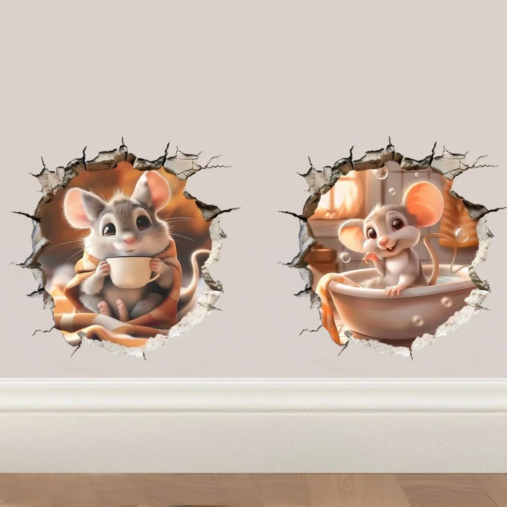 Наклейки на стіну Peacoblue Мишача нора Вінілова 3D, фото №1