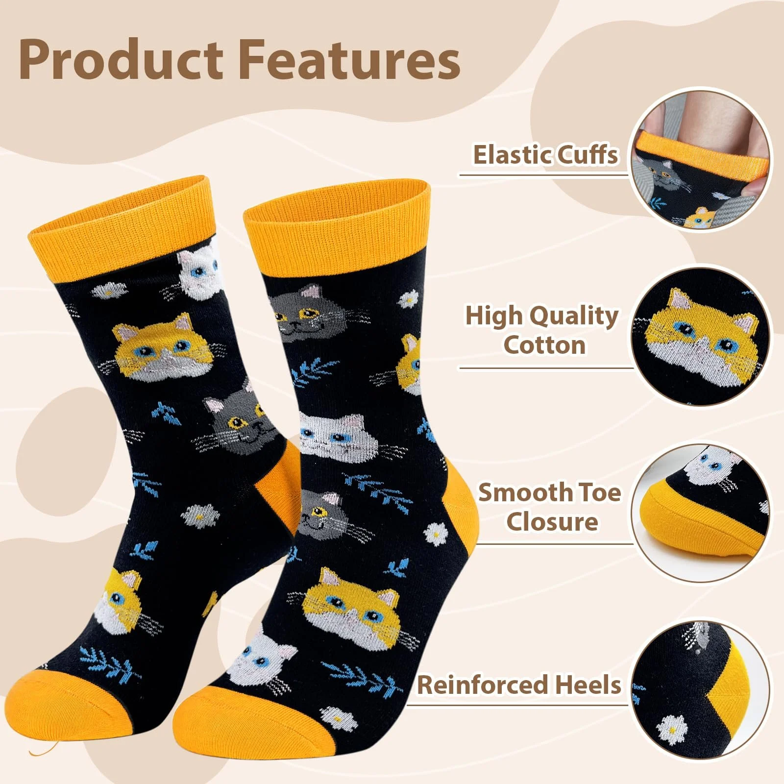 Забавные носки с котами и таксами для женщин и мужчин, смешные носки в подарок для любителей кошек и владельцев собак на день рождения и Рождество, фото №2