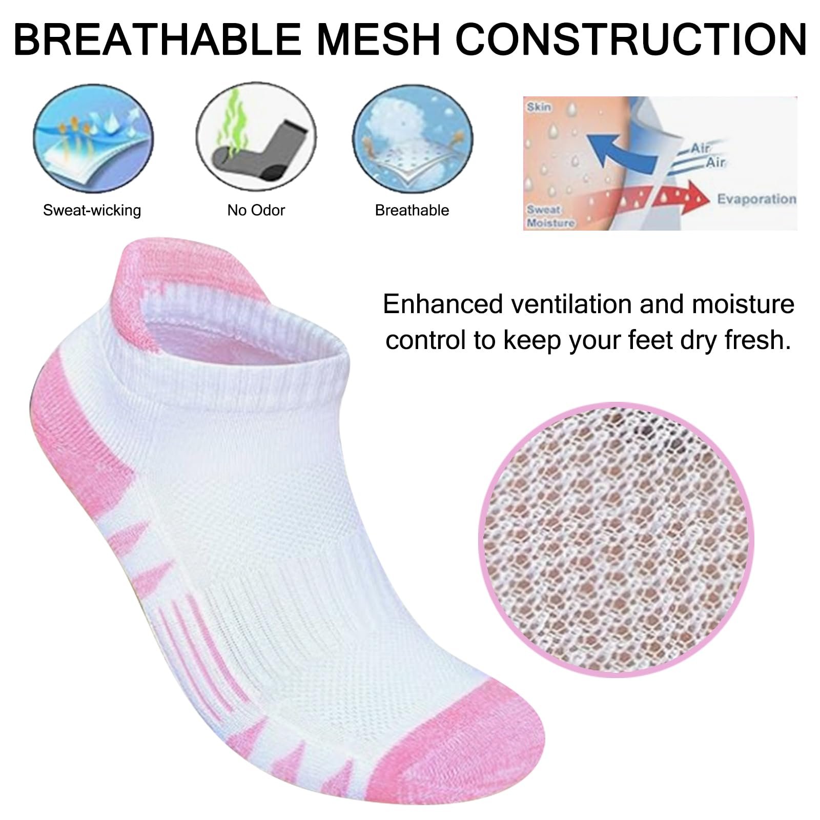 Носки Trainer Хлопковые Спортивные Женские Короткие Носки для бега с подкладкой, 10 пар, фото №5