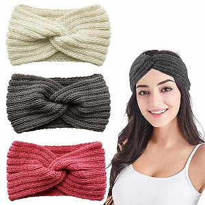 Зимняя вязаная женская повязка на голову - Фото 1