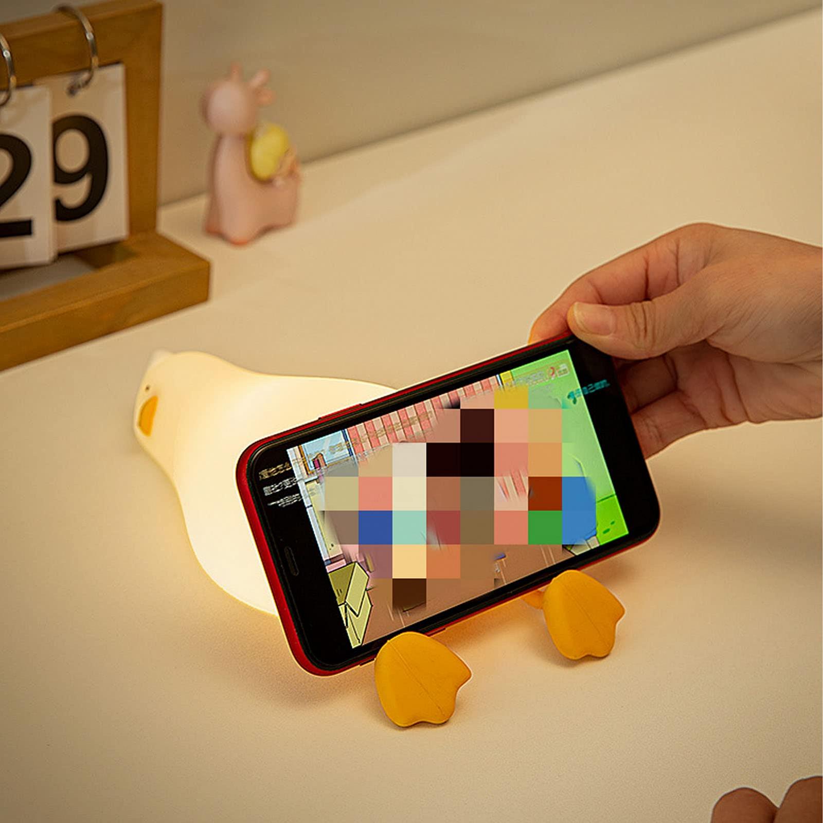 Ночник LED Jiawu с плоской уткой для детей 3-уровневая регулировка милый звериный у прикровати с нажатием мягкий силикон USB аккумуляторный ночник для детей, фото №7