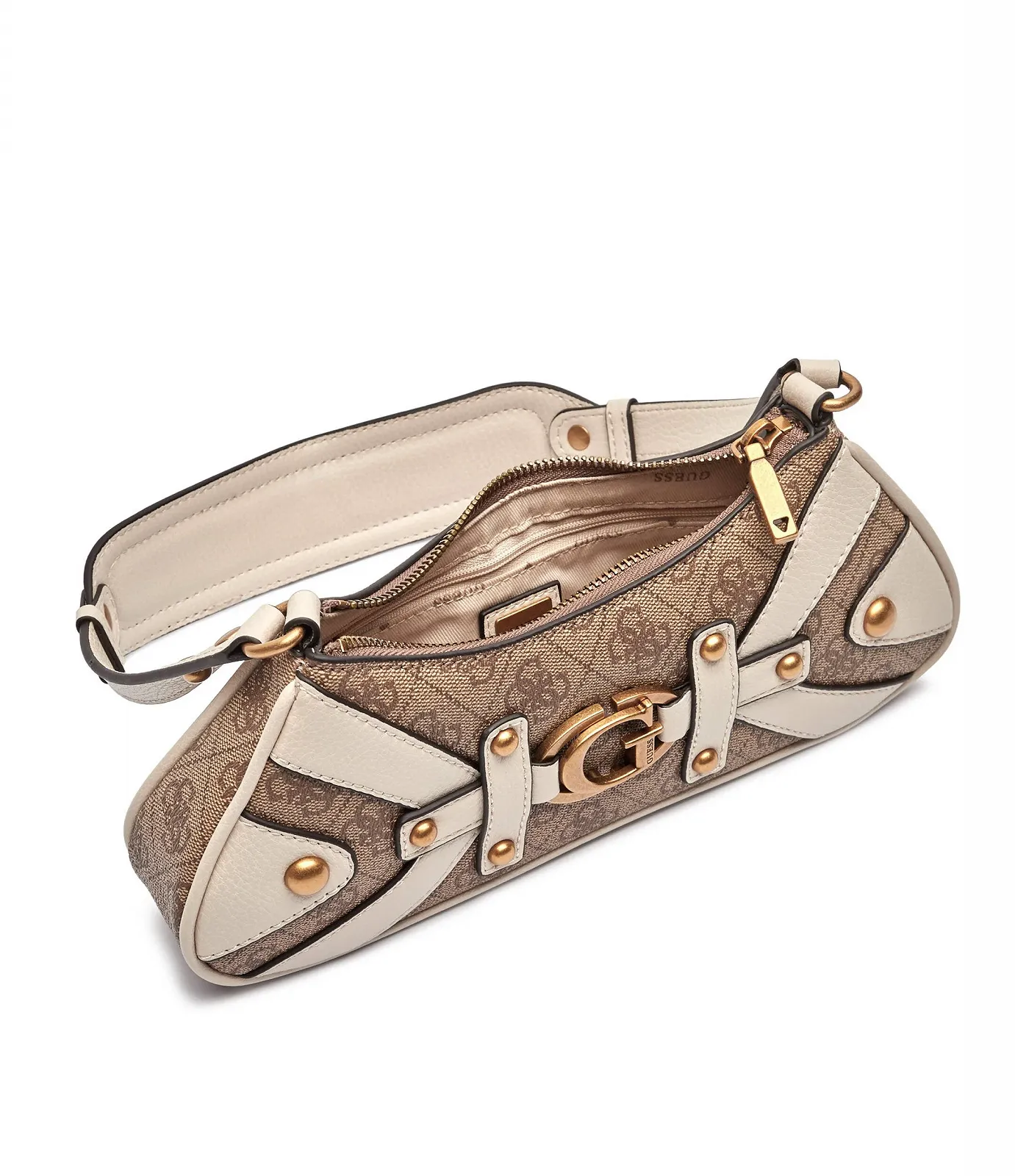 Жіноча сумка GUESS Mala Mini Hobo коричневий бежевий, фото №4