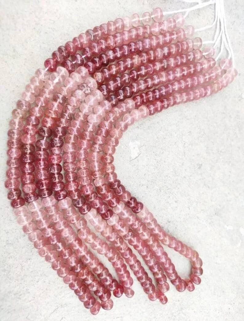 Бусины круглые граненые Розовая Клубника 7.5-8 мм, нить 20 см бусины из драгоценных камней для ожерелья и браслета, фото №1