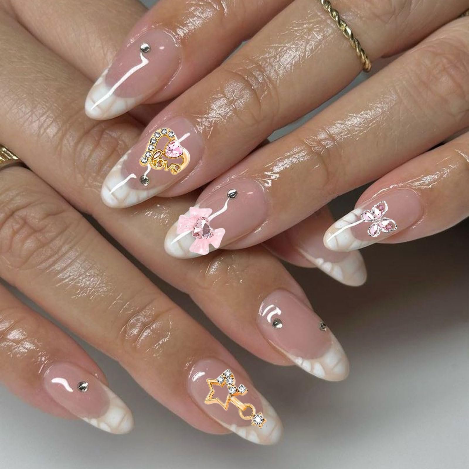 Набір прикрас для нігтів Прикраса для нігтів Серце Зірка Прикраса для нігтів Вишня 3D Alloy Y2K, фото №3
