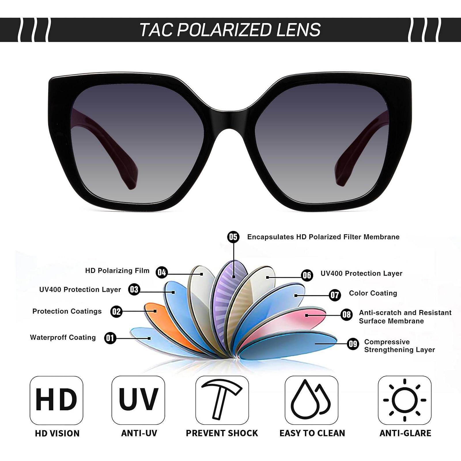 Сонцезахисні окуляри Великі Модні Поляризовані для Жінок Оверсайз Квадратні Ретро Відтінок UV400 Захист, фото №6