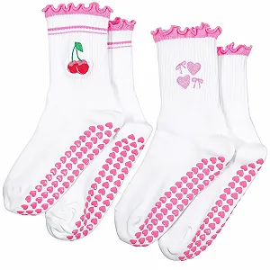 Шкарпетки для пілатесу з фруктовим мотивом, нековзні, 2 шт - Фото 1