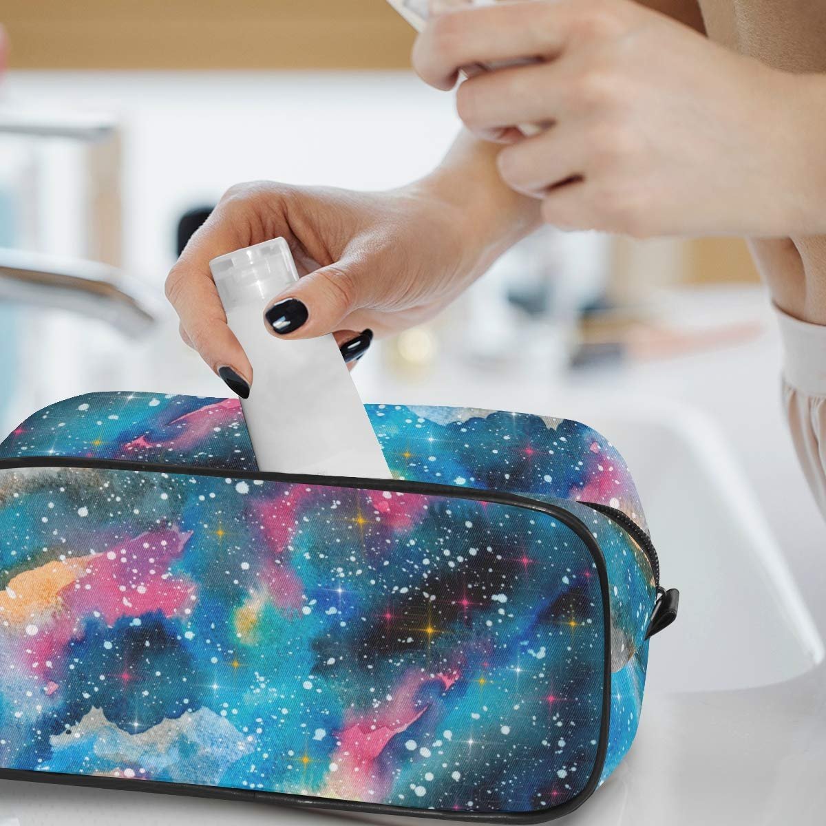 Косметичка MONTOJ, косметичка для хранения, креативная косметичка с рисунком Galaxy Sky, сумка для мытья и полоскания горла для путешествий и дома, фото №6