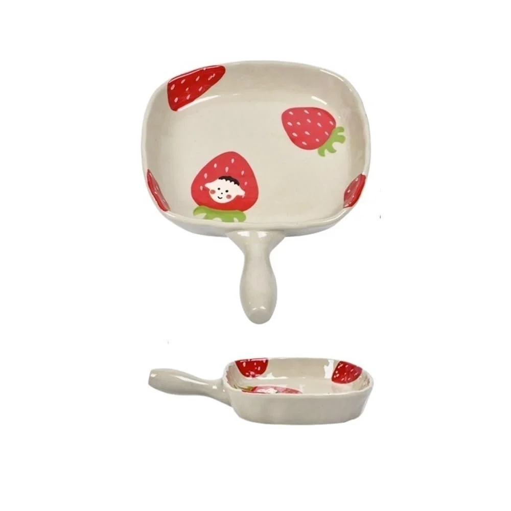 Форма для запекания керамическая многофункциональная термостойкая с одной ручкой подглазурная роспись, фото №1