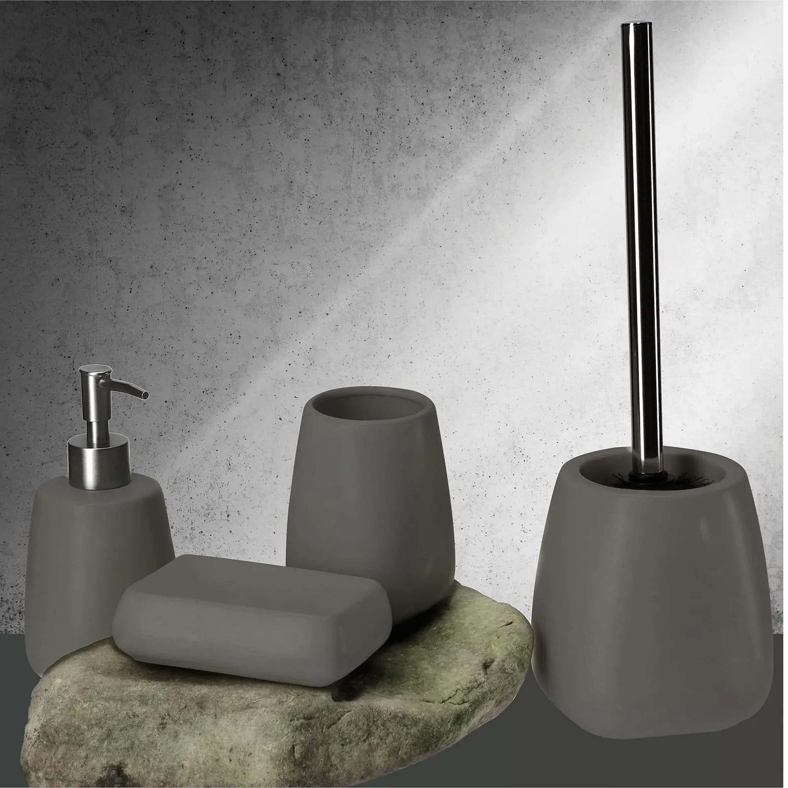 Набір для ванної кімнати KADAX, 2 предмети, кераміка, Стакан і Диспенсер, Антрацит, фото №7 Набір для ванної кімнати KADAX, 2 предмети, кераміка, Стакан і Диспенсер, Антрацит, фото №7