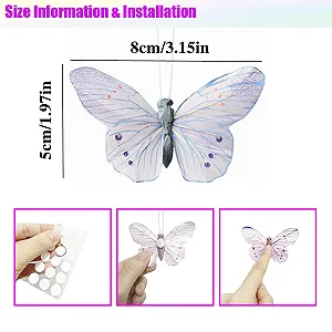 Наклейки для стін Feather Butterfly 3D Набір 6 шт. Кольорові synthetic.ua - Фото 1