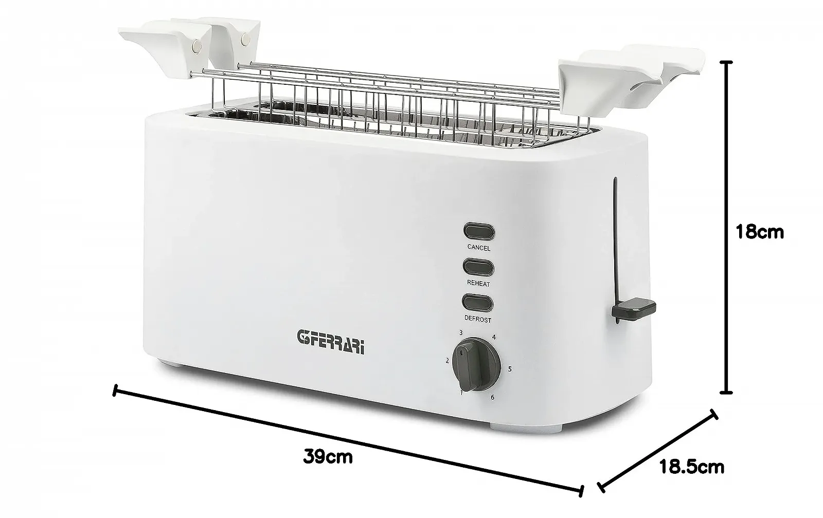 Тостер G3 Ferrari Essential Toast Large Slices G10142 1500 Вт на 4 тости Білий, фото №5