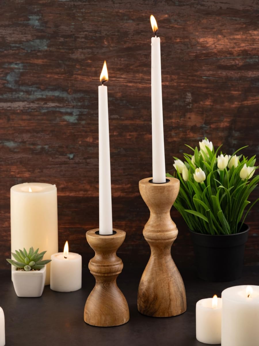 Набор Подсвечник Набор H20/13 x 6 см Круглое Дерево манго, фото №2