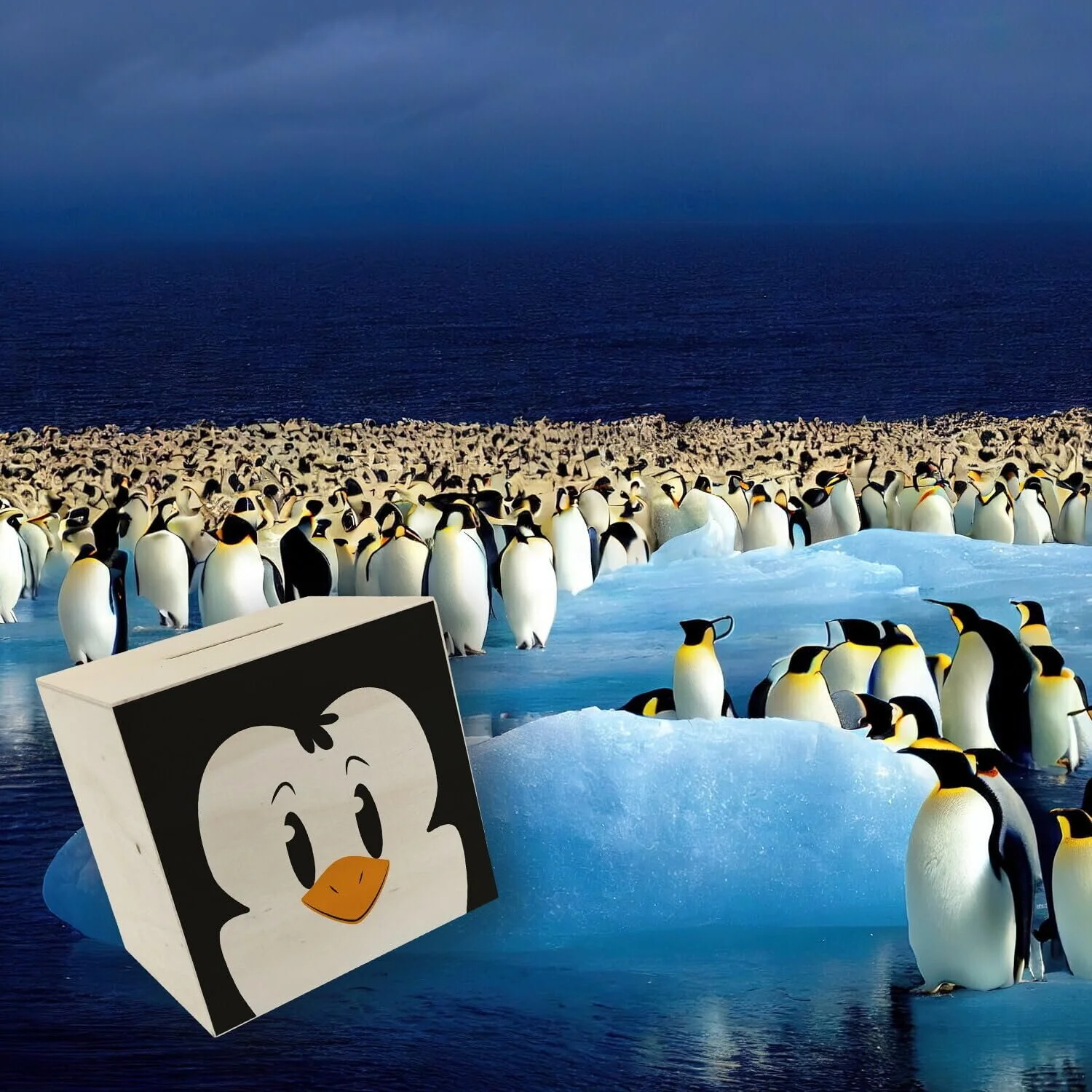 Скарбничка дерев'яна Пінгвін з мордочкою тварини, фото №6