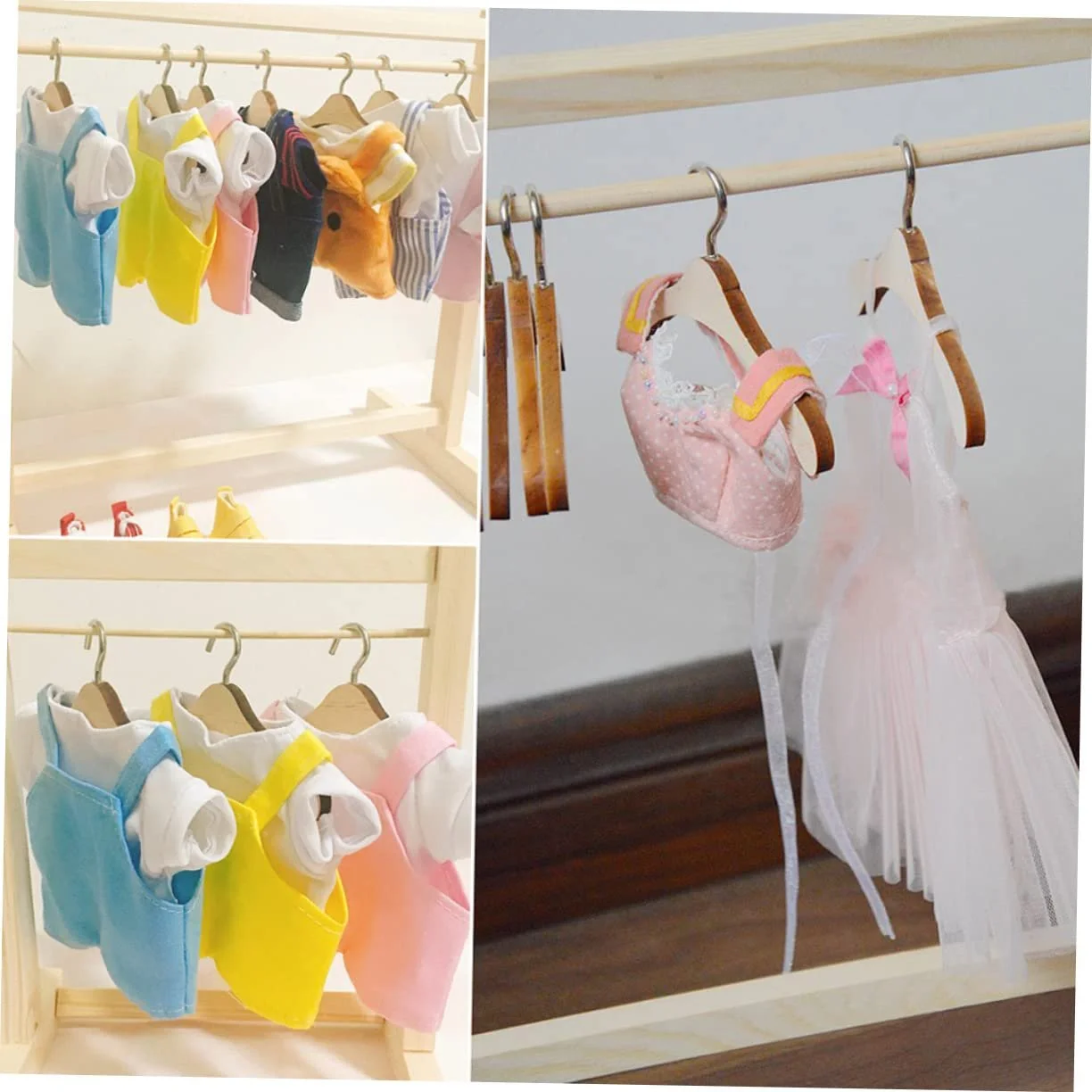 Вешалка HEMOTON Pack of 5 Doll Small Wooden Baby Toddler, фото №7