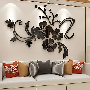 3D Настінна наклейка Квіти Дзеркальна Акрилова Модерн - Фото 1