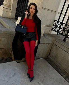 Червоні однотонні щільні бавовняні колготки для дівчини класичні без малюнка synthetic.ua - Фото 1