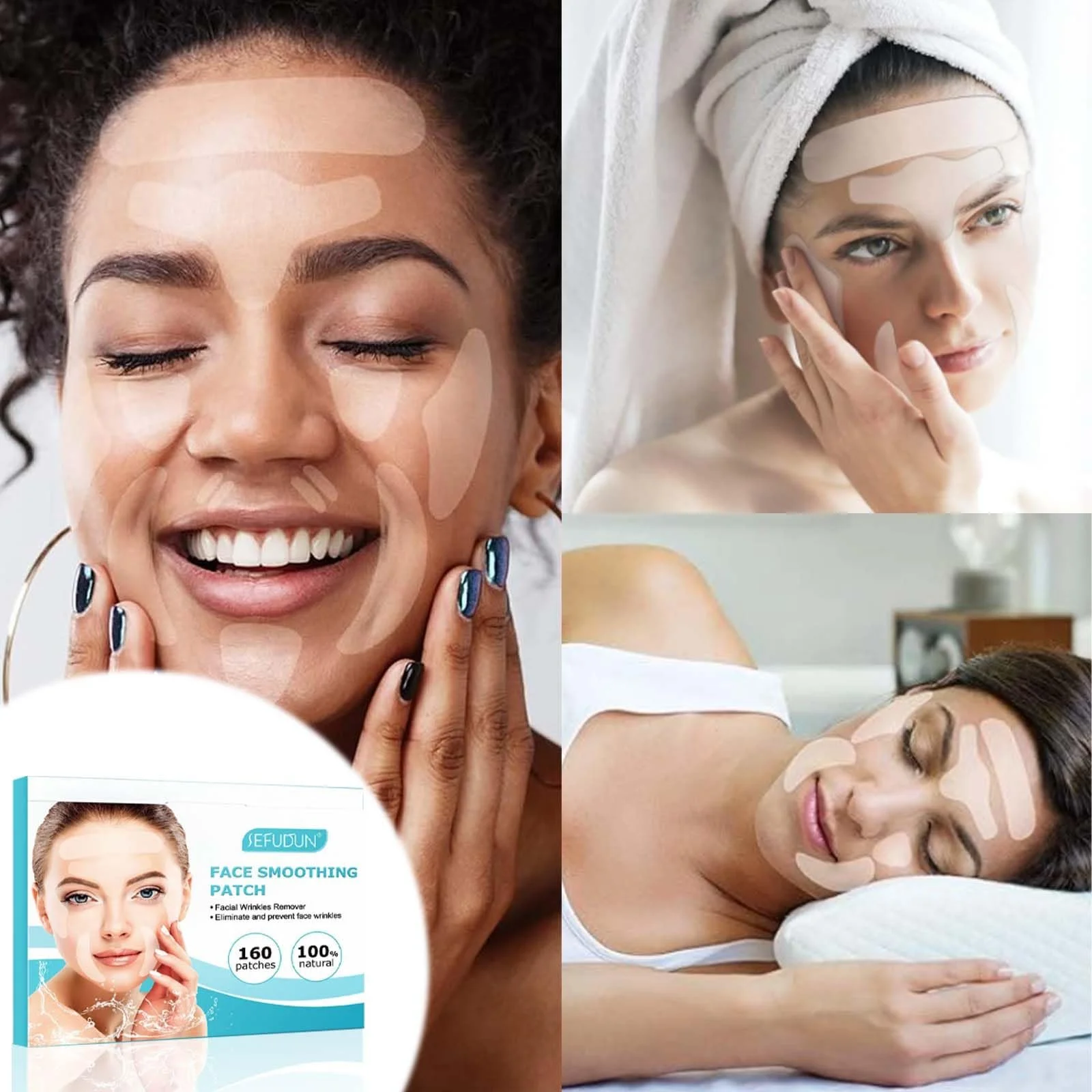 Смужки для видалення зморшок на обличчі Multifunctional, 160 шт., прозорі, фото №7