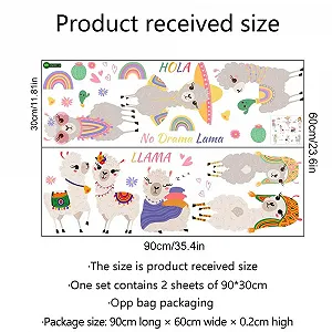 Наклейка на стіну Лама для дитячої кімнати 30 x 90 см (2 аркуші) synthetic.ua - Фото 1