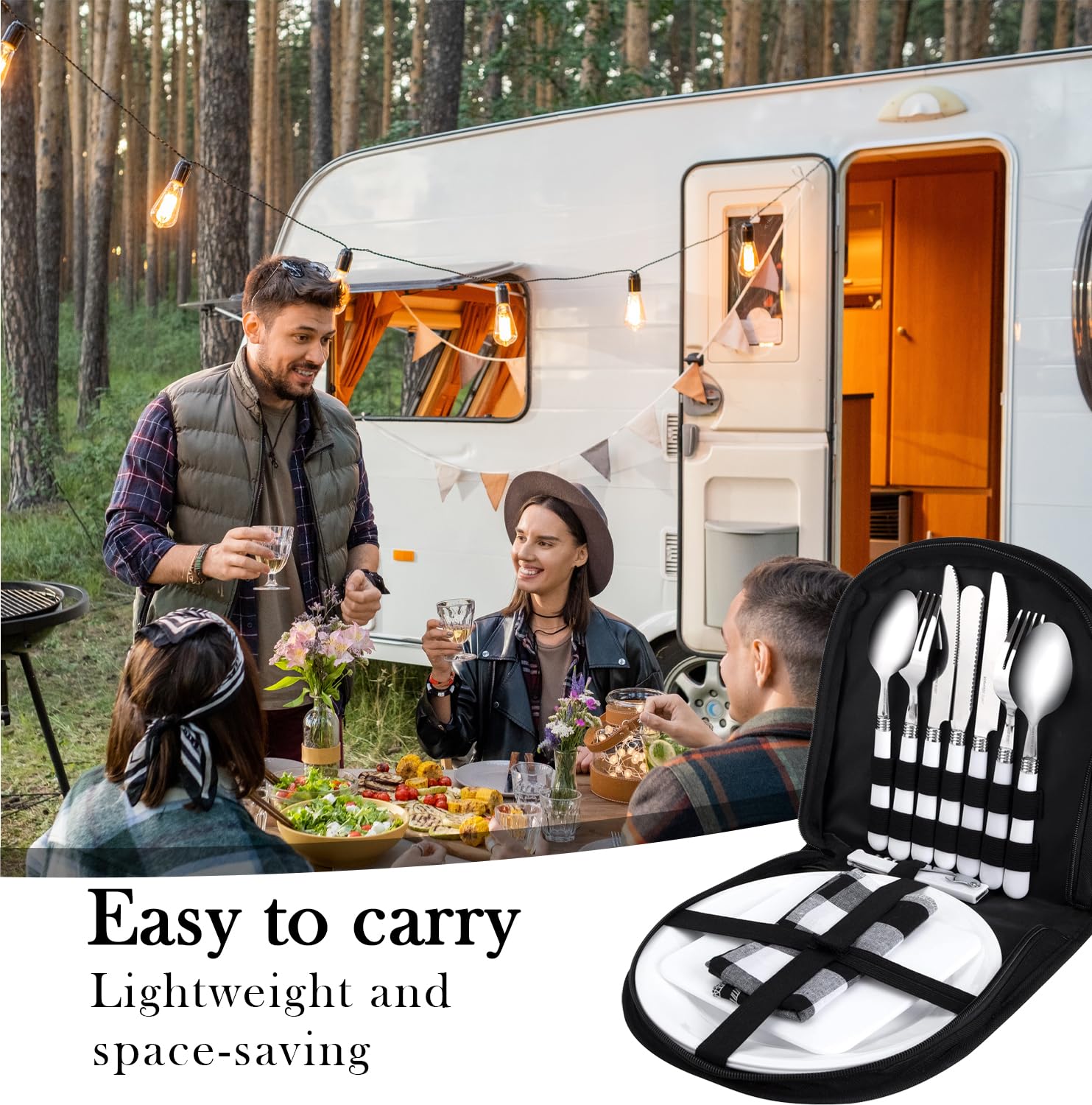 Набор для кемпинга UQTUKO Cutlery 13-Piece для 2 человек из нержавеющей стали, фото №4