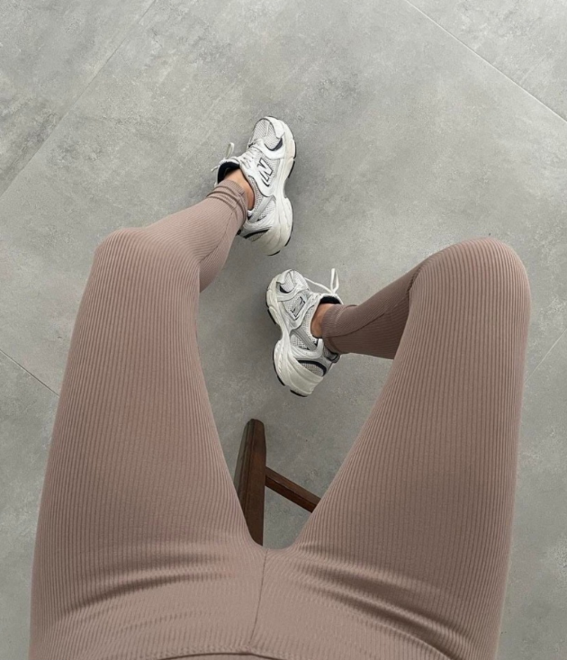 Женские модные лосины в рубчик GF01694 цвет мокко размер 46, фото №2