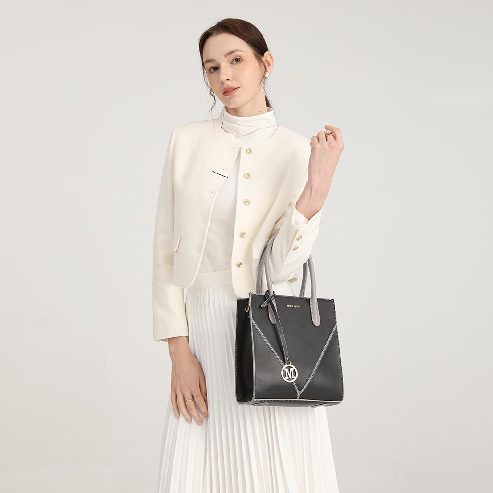 Сумка женская Miss Lulu Shopper, черная, размер Unit, Retro, фото №2