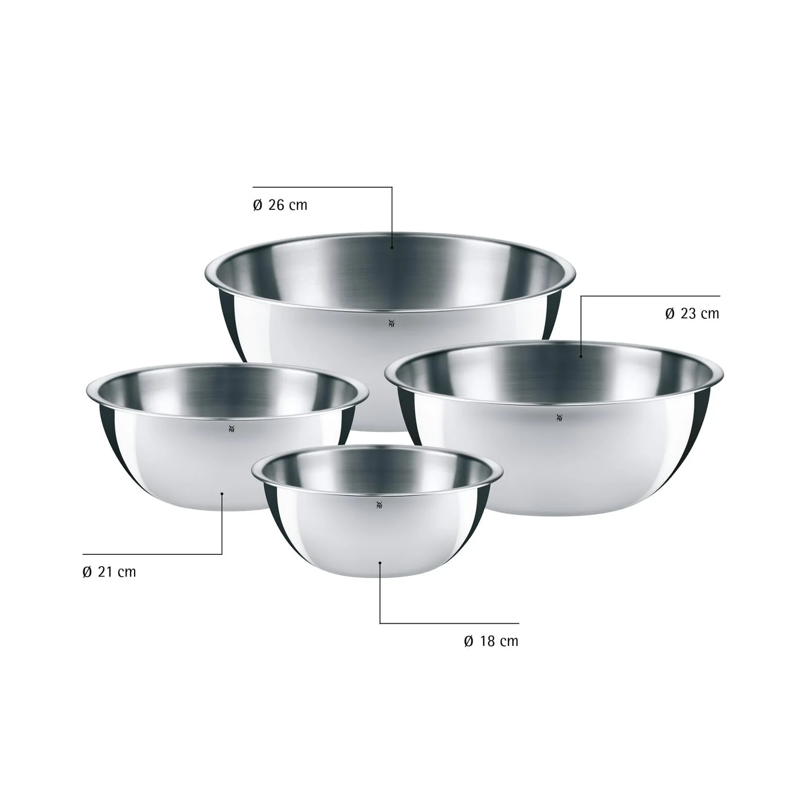 Набор мисок WMF Gourmet 4 шт. Нержавеющая сталь Cromargan, фото №7 Набор мисок WMF Gourmet 4 шт. Нержавеющая сталь Cromargan, фото №7