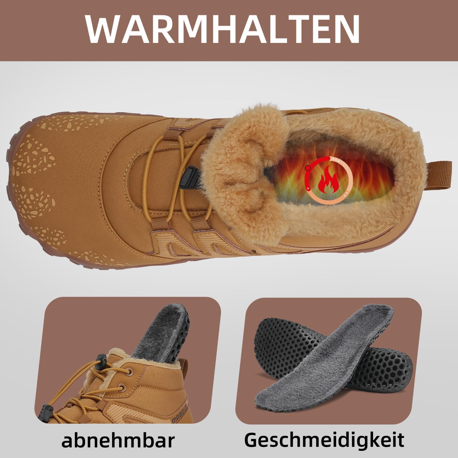 Ботинки Mabove Зимние безподошвенные мужские и женские для бега по тропам с теплой подкладкой, фото №4