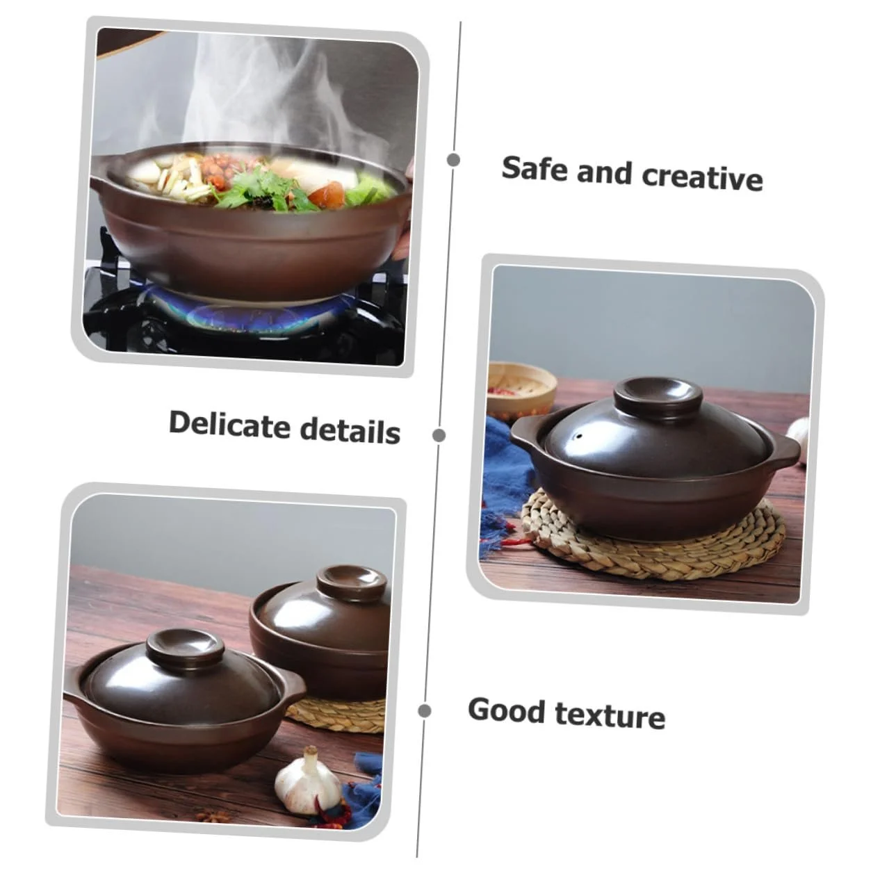 Горшок VALICLUD керамический термостойкий с двумя ручками для риса и супа, фото №4