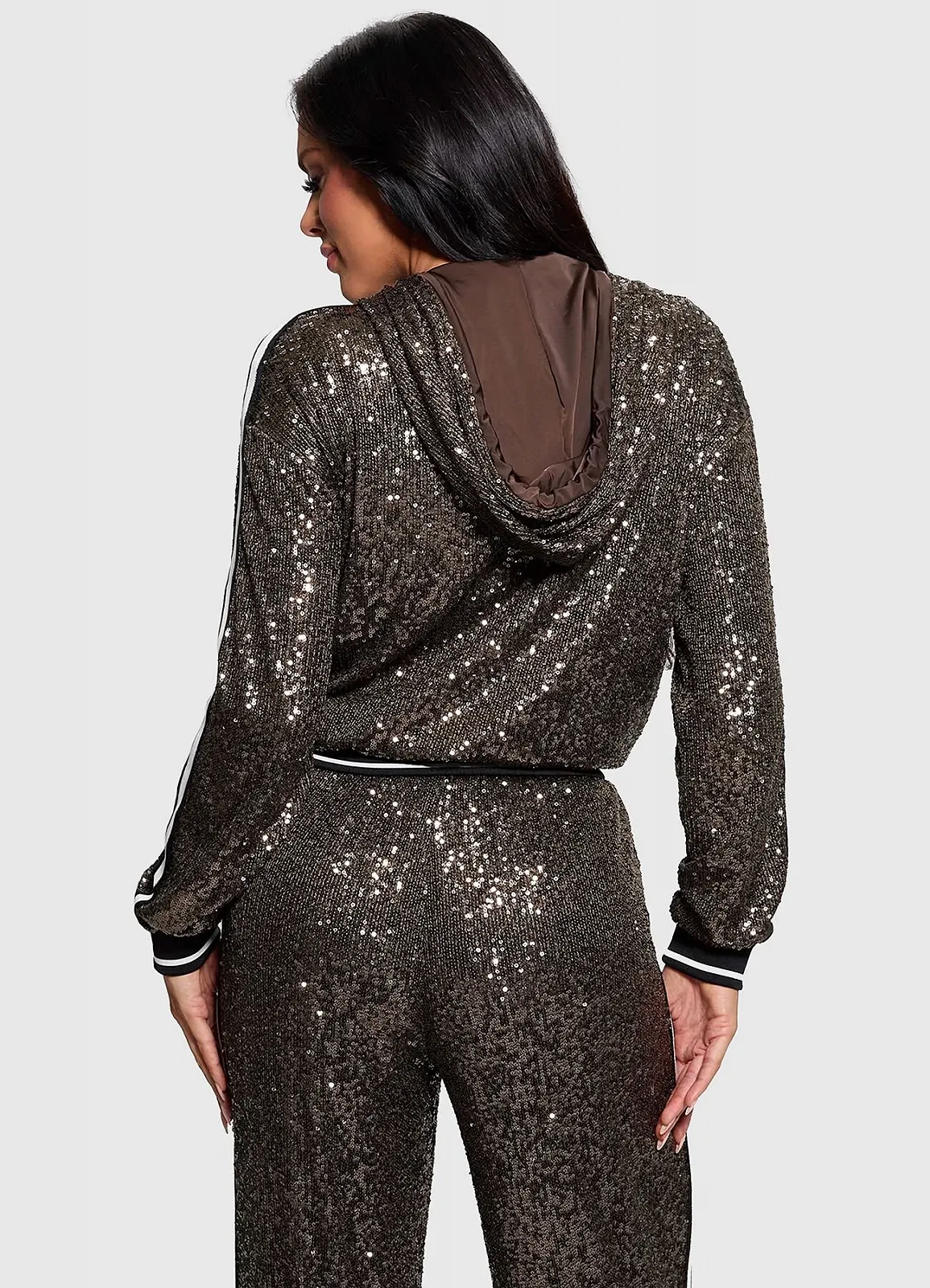 Жіноче худі Guess - Mini Sequins Zip-Up Sweatshirt (V4BQ19KCI90) Коричневий - S, фото №5